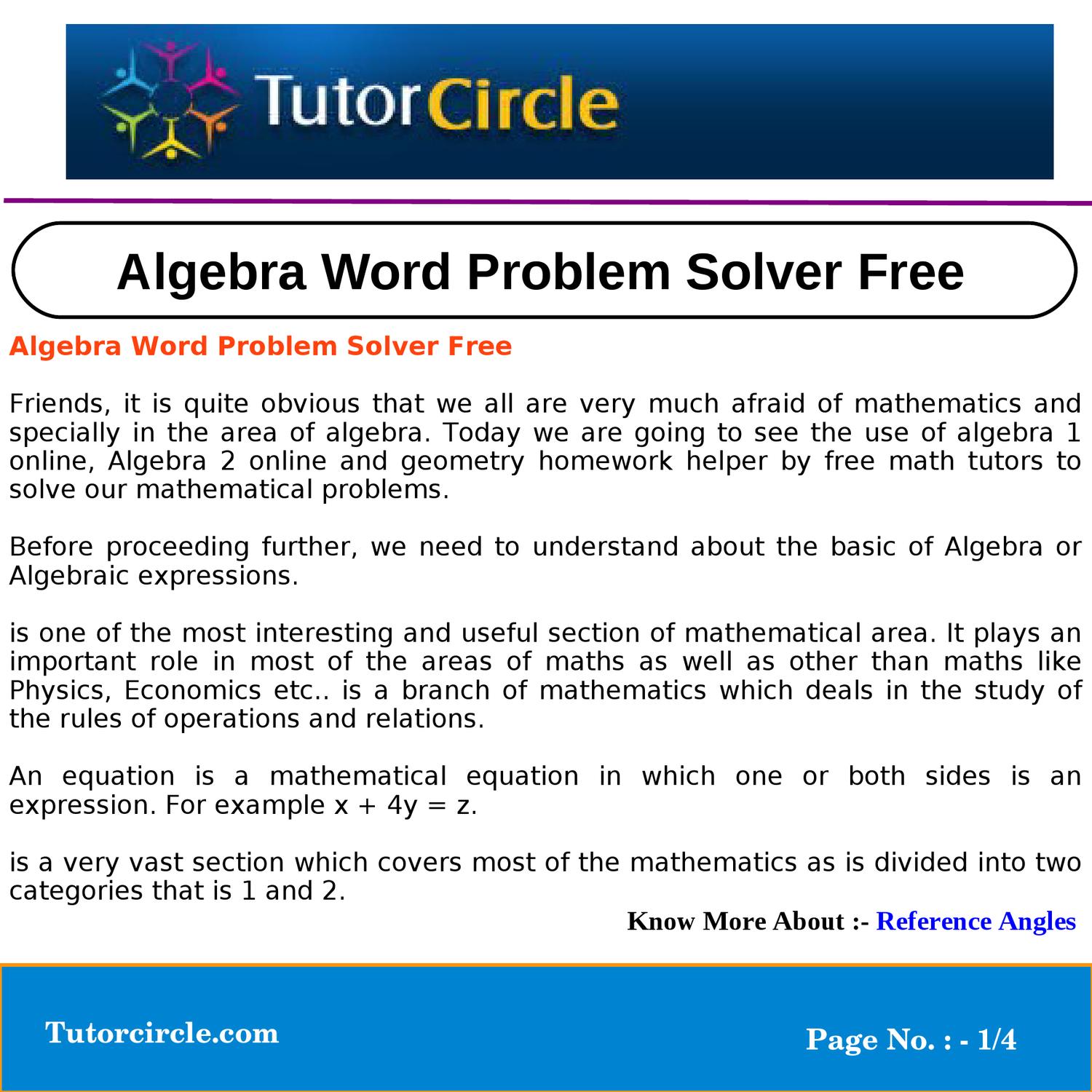 Word problem solver free online